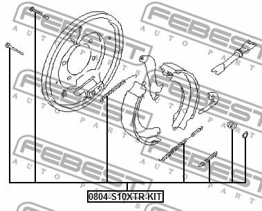 Монтажный комплект барабанных колодок Febest 0804S10XTRKIT