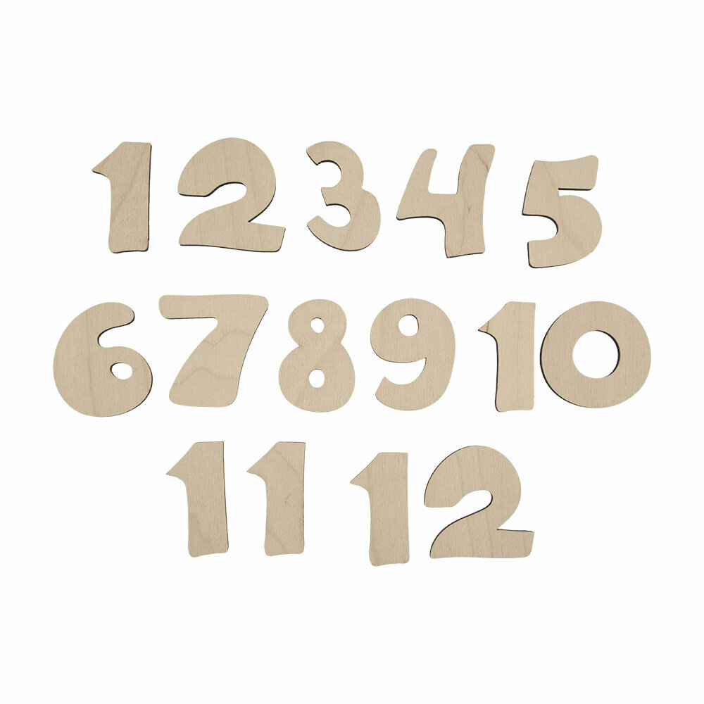 Заготовка для декорирования Mr. Carving ВД-295 Набор "Декоративные цифры 1-12" фанера 4х4 х 0.3 см 0.3 см
