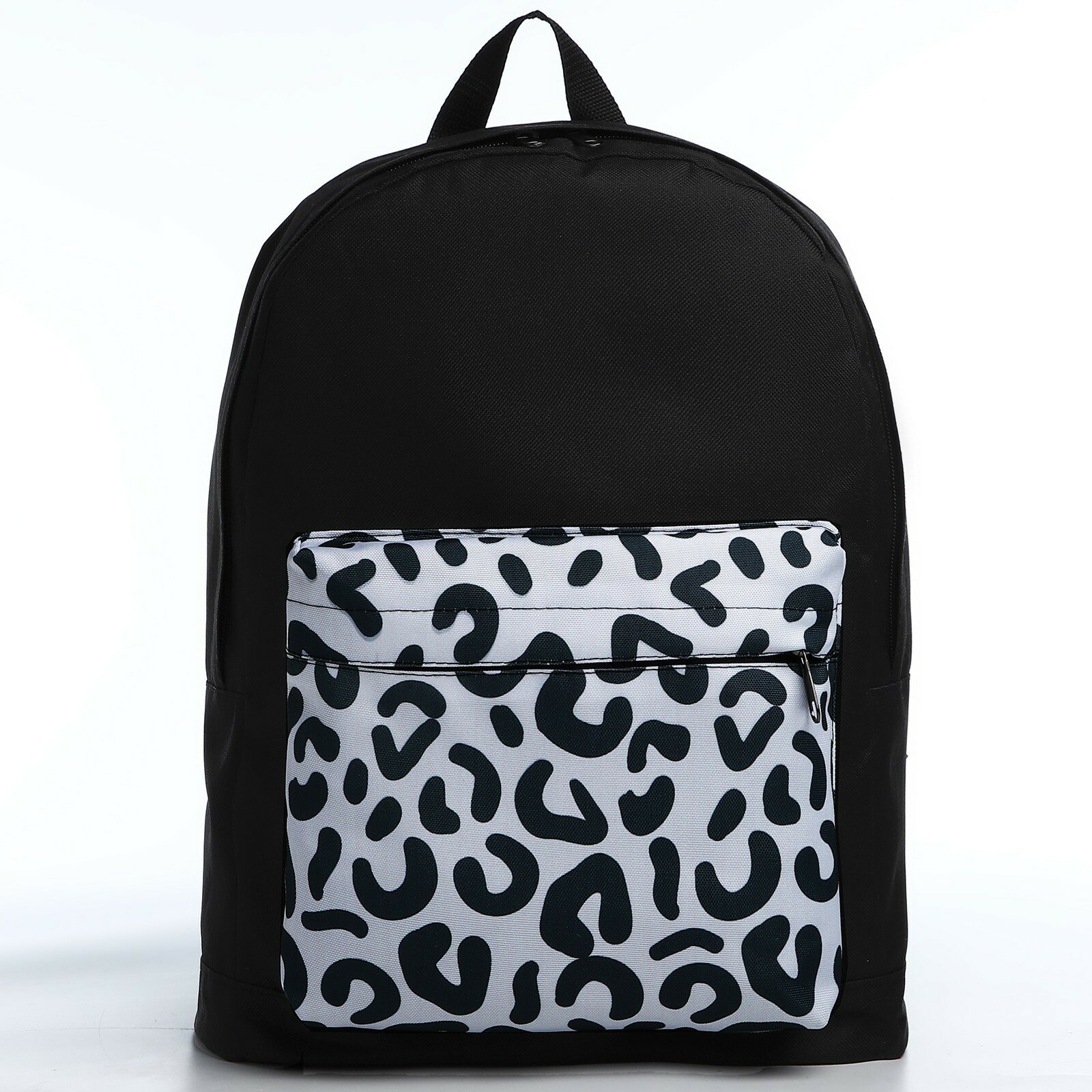 Рюкзак молодёжный Леопард, 33х13х37, отд на молнии, н/карман, чёрный