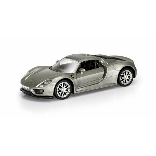 Машина металлическая RMZ City 1:32 Porsche 918 Spyder, серебристый цвет, двери открываются машинка металлическая uni fortune rmz city серия 1 32 porsche 918 spyder цвет красный двери открываются