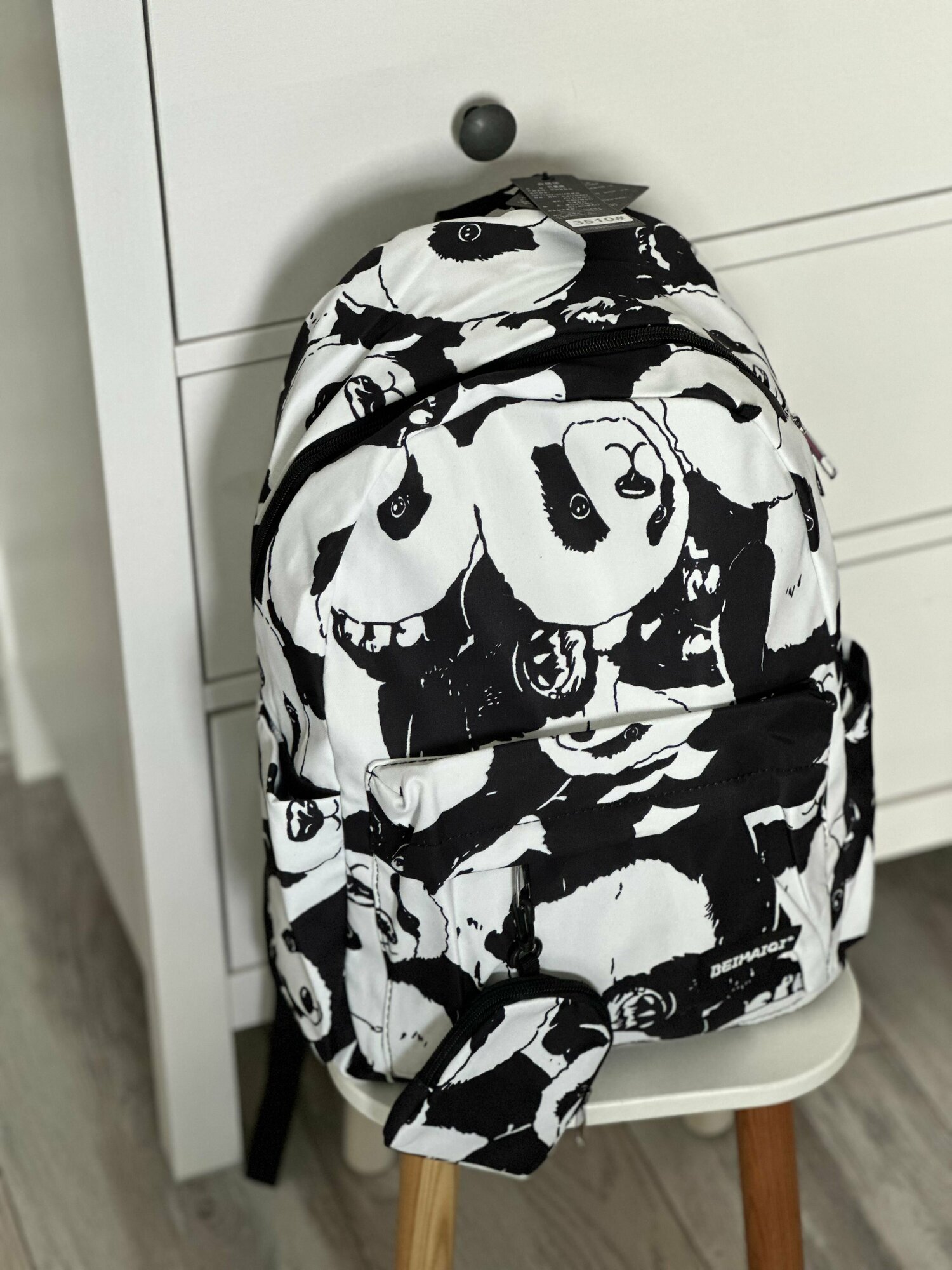 Рюкзак черно-белый школьный для девочек и мальчиков. Рюкзак подростковый.