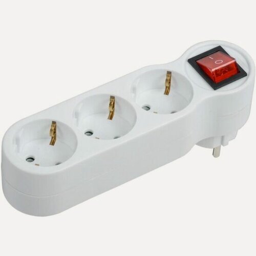 Изображение товара Разветвитель Iek 3-м 16А IP20 Т-01/03В 2P+PE с выкл. бел, WTP10-16-03-ZK-K01