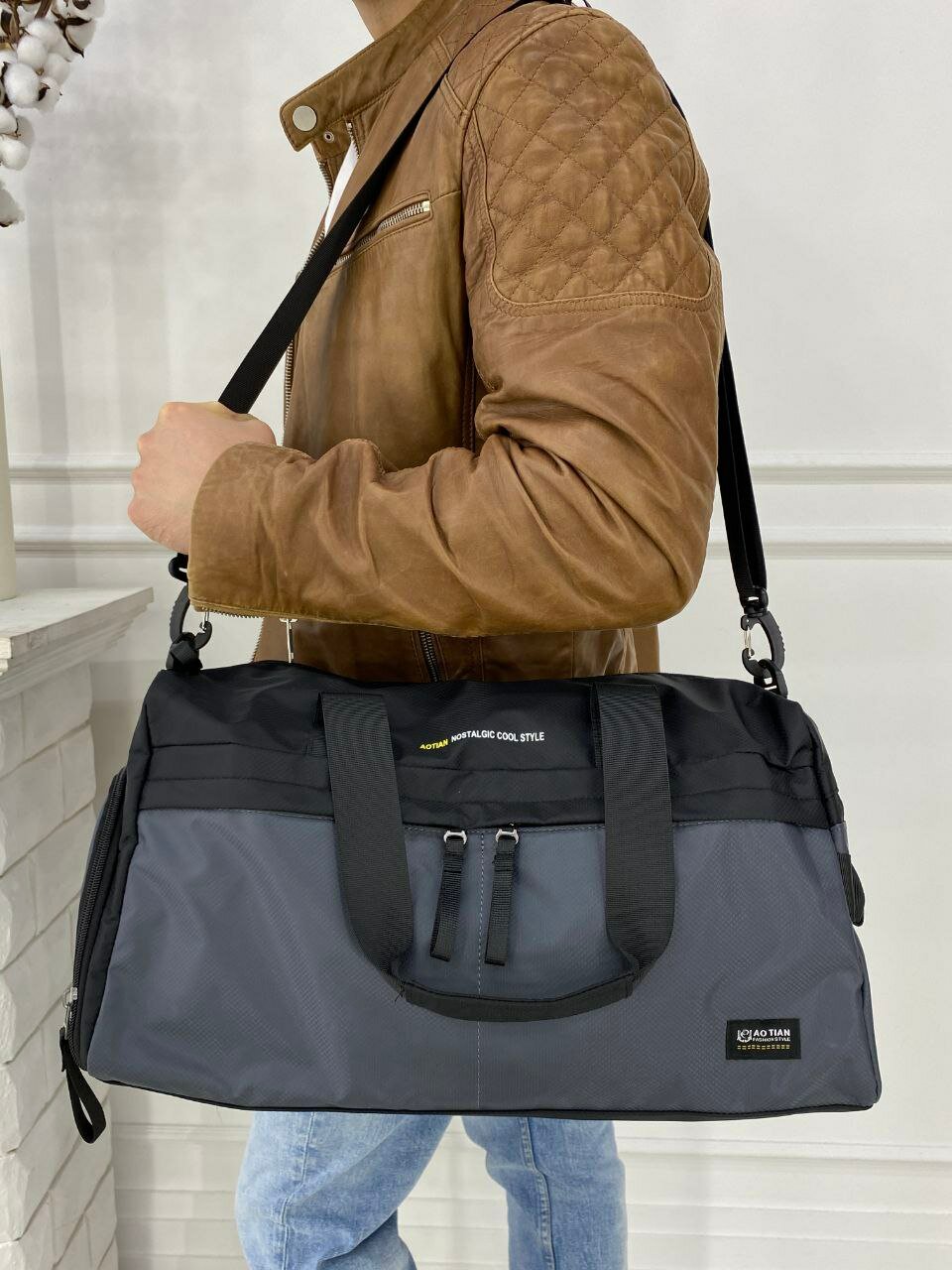 Спортивная сумка; дорожная сумка; ручная кладь; 3062 серая - фотография № 7