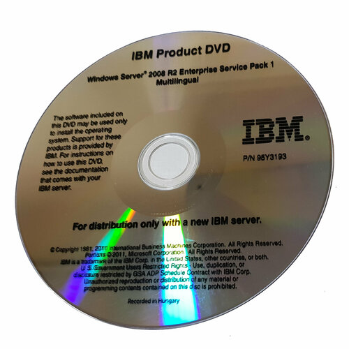 Дистрибутив (диск) Windows Server 2008 R2 Enterprise 1-8 CPU DVD ROK - Multilang 95Y3193 4849MEM-distributive дистрибутив диск hp ms windows 2003 server enterprise edition rus для серверов hp proliant 484044 251