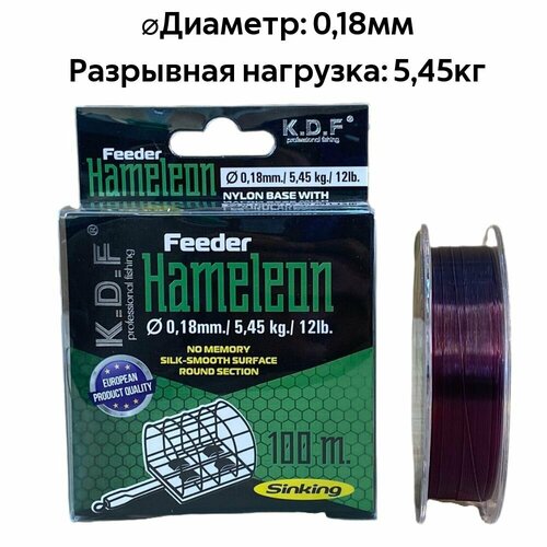 фото Леска c покрытием из флюорокарбона kdf feeder hameleon 0,18 мм 100 м нет бренда