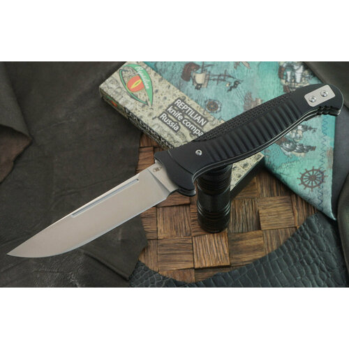 фото Складной нож reptilian фин-01, сталь d2, рукоять черная g10