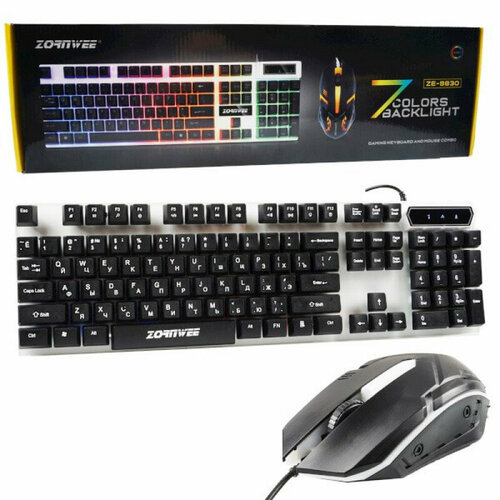 Проводной Комплект (клавиатура+мышь) ZE-9830 Игровая с подсветкой