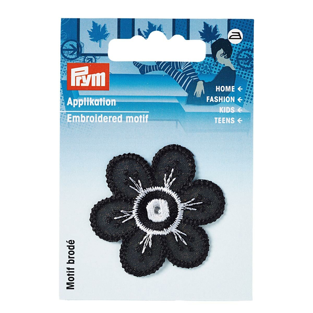 926368 Термоаппликация Цветок малая, черный/белый цвет, 4,5 см, Prym