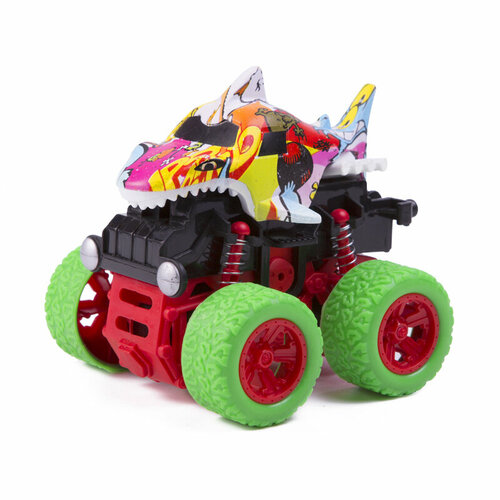 Машинка Инерционная Pit Stop Трак Граффити Акула с Зелеными колесами 10 см в Коробке 336₽