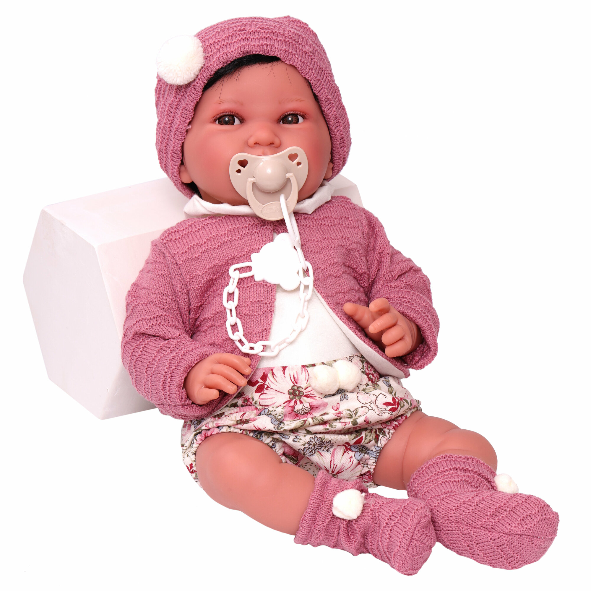 Кукла малышка Antonio Juan Сэнди в розовом, 40 см, мягконабивная, испанские куклы, подарок девочке, игрушки
