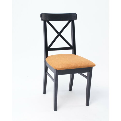 Стул для кухни ингольф (INGOLF) из массива дерева (цвет: черное дерево, обивка: рогожка цвета карри) Мебиатор