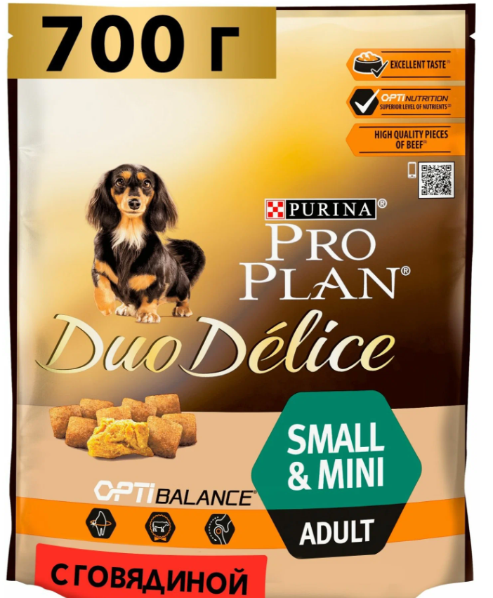 Сухой корм для собак Pro Plan Duo Delice для мелких пород с говядиной 700 г