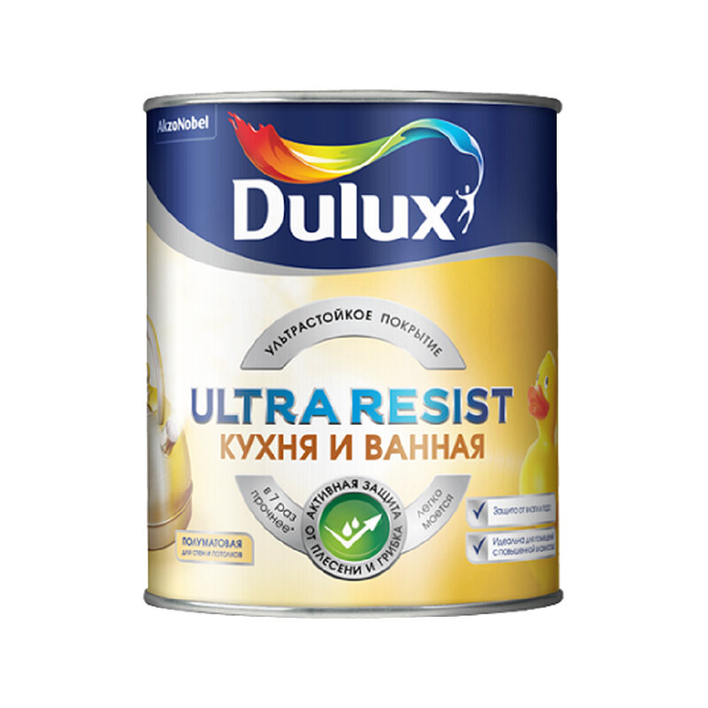 Краска Dulux Ultra Resist Кухня и Ванная полуматовая BW 1л