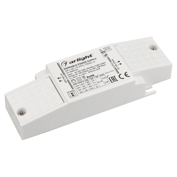 Arlight Блок питания ARJ-SP-10-PFC-TRIAC-INS (10W, 26-38V, 0.18-0.27A) (Arlight, IP20 Пластик, 5 лет)