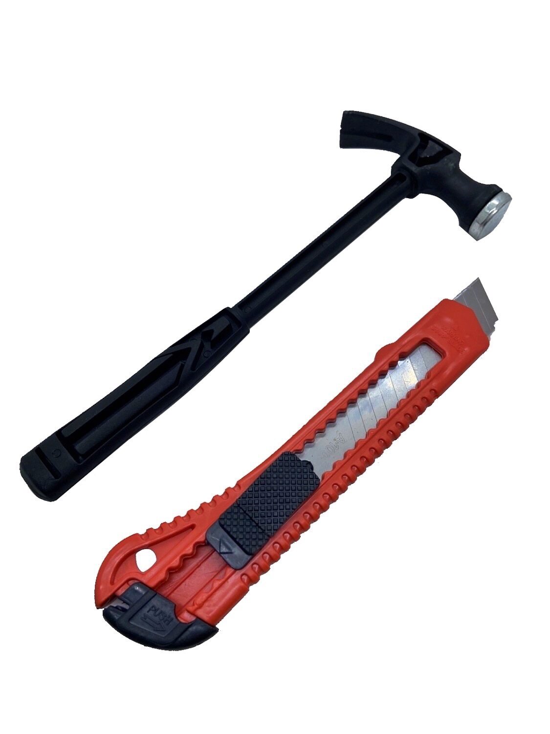Набор инструментов 2 предмета: молоток и нож / Молоток / Нож канцелярский красный