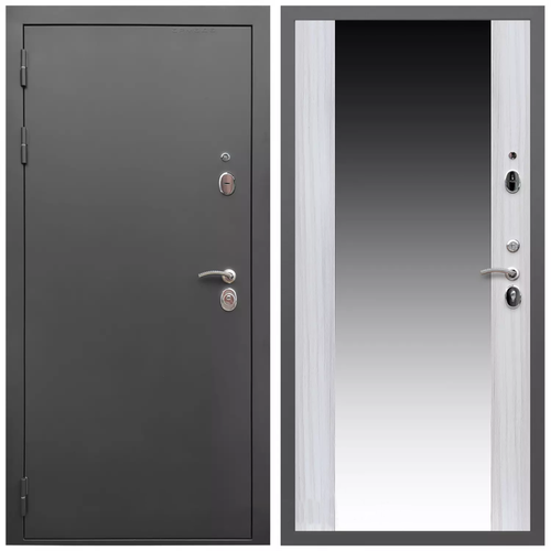 Дверь входная Армада Гарант / СБ-16 Сандал белый МДФ панель 16 мм с зеркалом