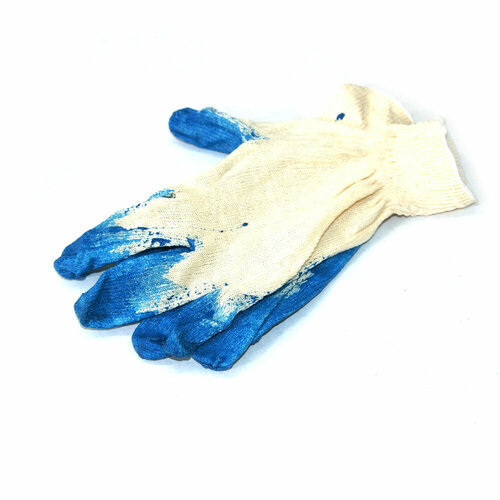 Перчатки рабочие хлопчатобумажные с латексным покрытием синие