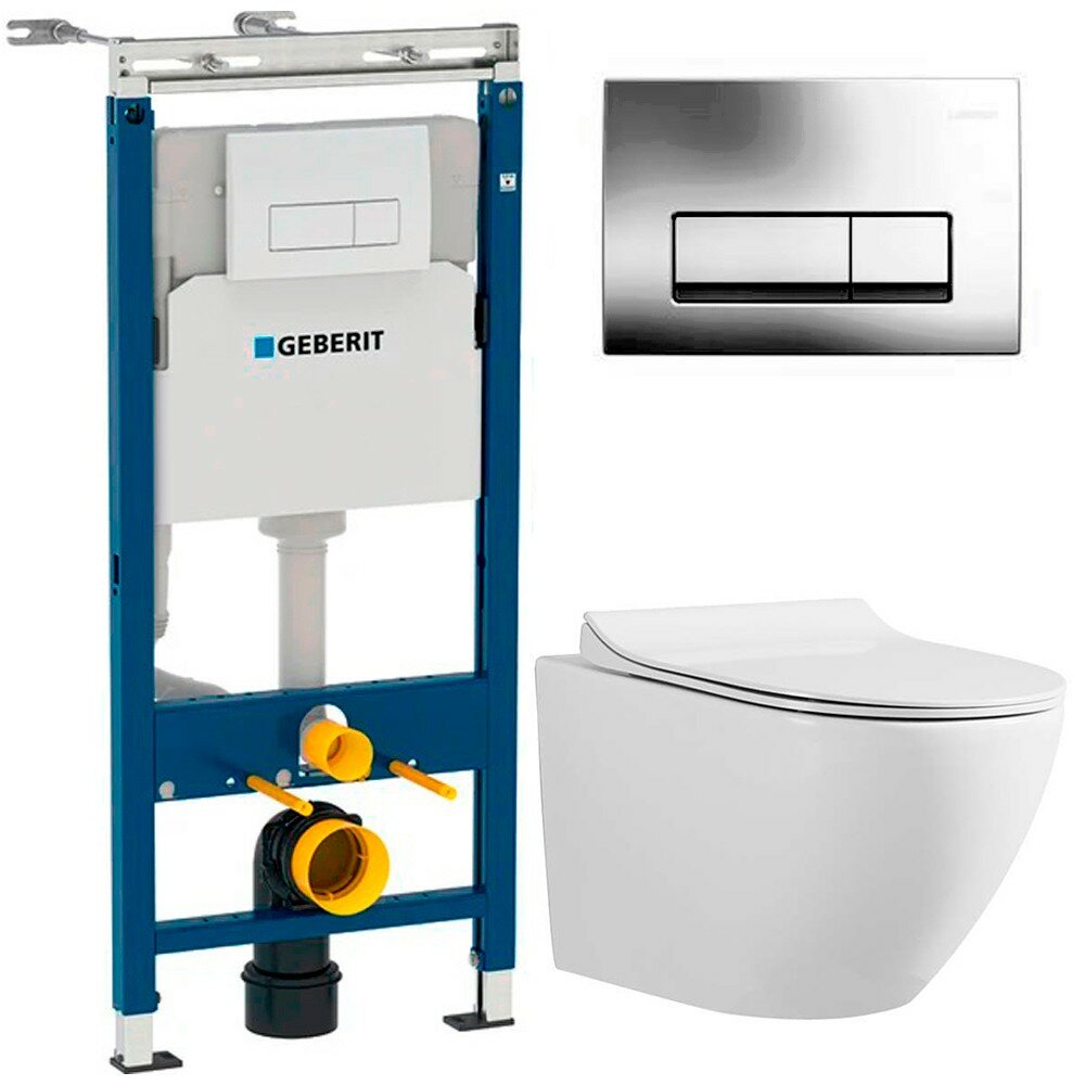 фото Инсталляция Geberit 458.125.21.1 + унитаз Grossman GR-4455 безободковый с сиденьем