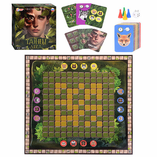 Настольная игра-ходилка квадрат Тайны леса  40 карточек. настольная игра ходилка квадрат битва монстров 40 карточек