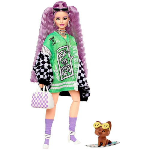 Кукла Barbie Экстра в рейсерской толстовке с питомцем