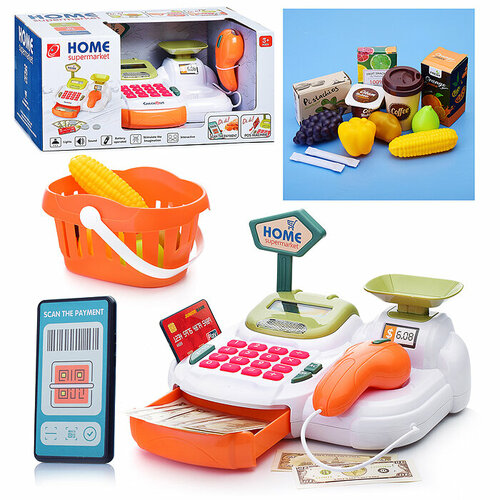 Игровой набор 668-116 Касса (набор продуктов, корзина, весы) в коробке игровой набор корзина с фруктами 16 продуктов