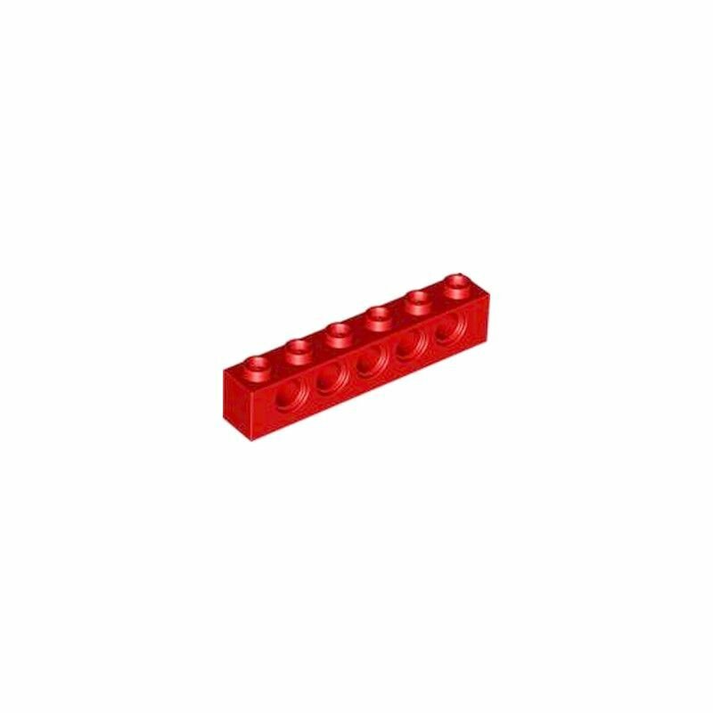 LEGO Кирпич 1 x 6 с отверстиями красный (3894 / 389421) набор из 50 шт.