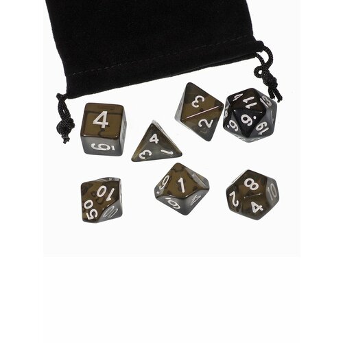 Набор кубиков Stuff-Pro для ролевых игр (прозрачный чёрный)