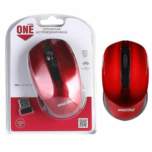 Манипулятор мышь Smartbuy ONE 332 красная беспроводная 88200₽