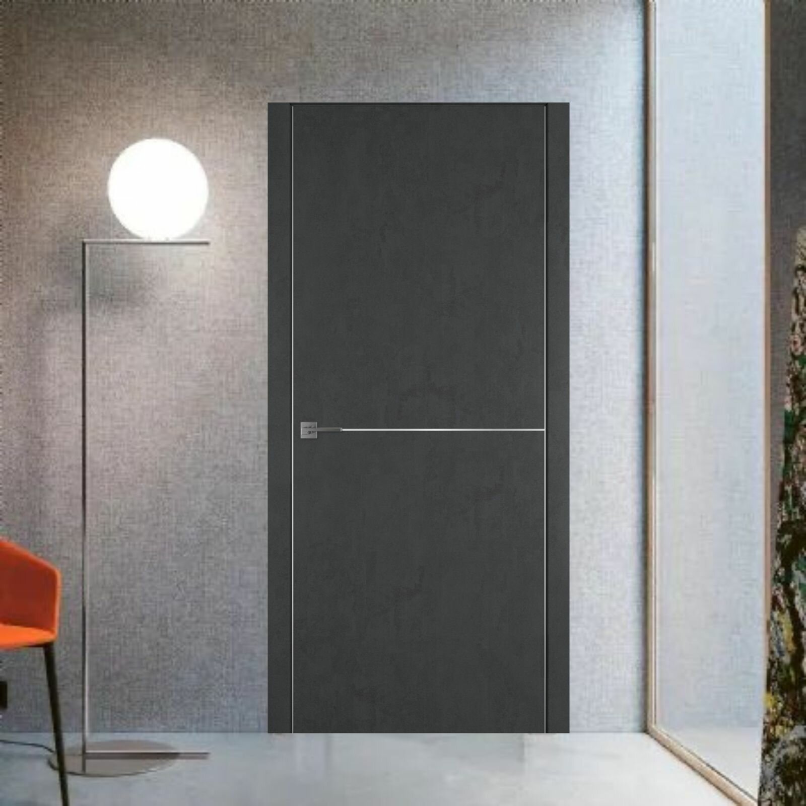 Дверь межкомнатная Paputin's Doors Urban 1 Jet Loft, МДФ, Дерево, 600x2000, Глухая