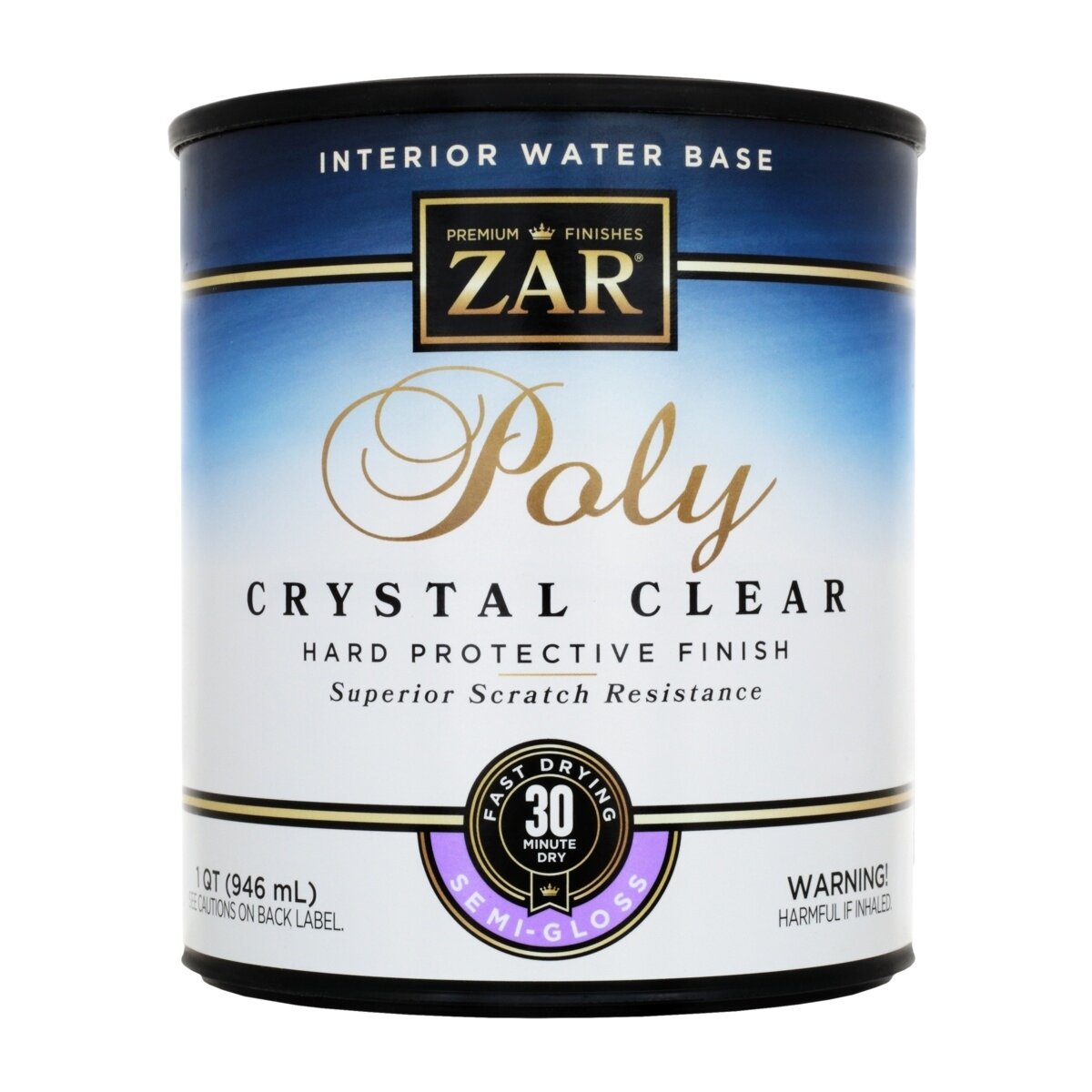 Полиуретановый лак на водной основе ZAR Interior Water Base Poly Crystal Clear 946 мл Полуматовый 32512