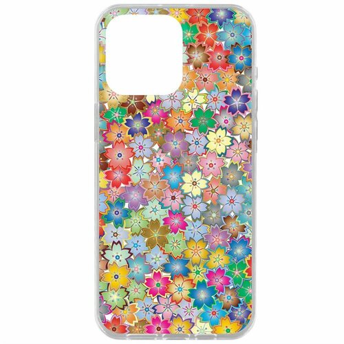 Чехол накладка Krutoff Clear Case Цветочный паттерн 4 для iPhone 15 Pro Max