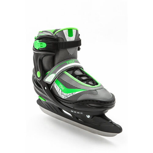 Коньки раздвижные ледовые хоккейные фигурные CALAMBUS TIM ICE черный/зеленый размер 38-41