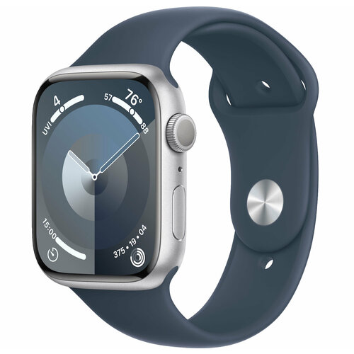 Apple Watch Series 9 45mm Silver Aluminum Case with Storm Blue Sport Band GPS размер ML 41591₽