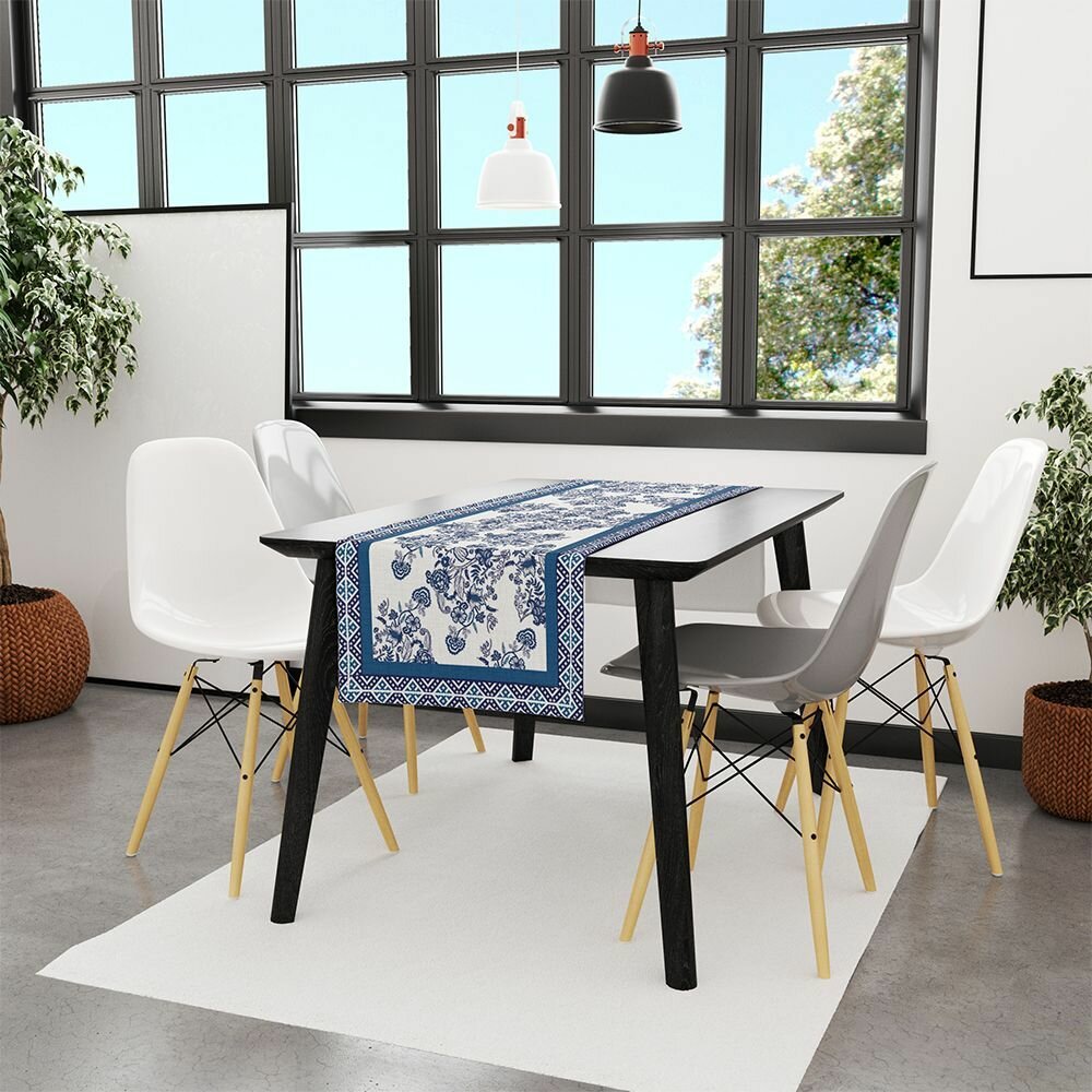 фото Дорожка для стола от бренда AdaWall: размер 45*140 см, ткань 100% полиэстер, текстура Лен, производство Турция