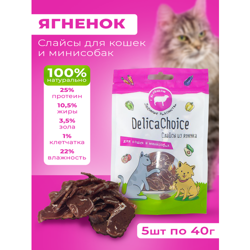 DelicaChoice, Слайсы для кошек и минисобак из ягненка, 5шт.