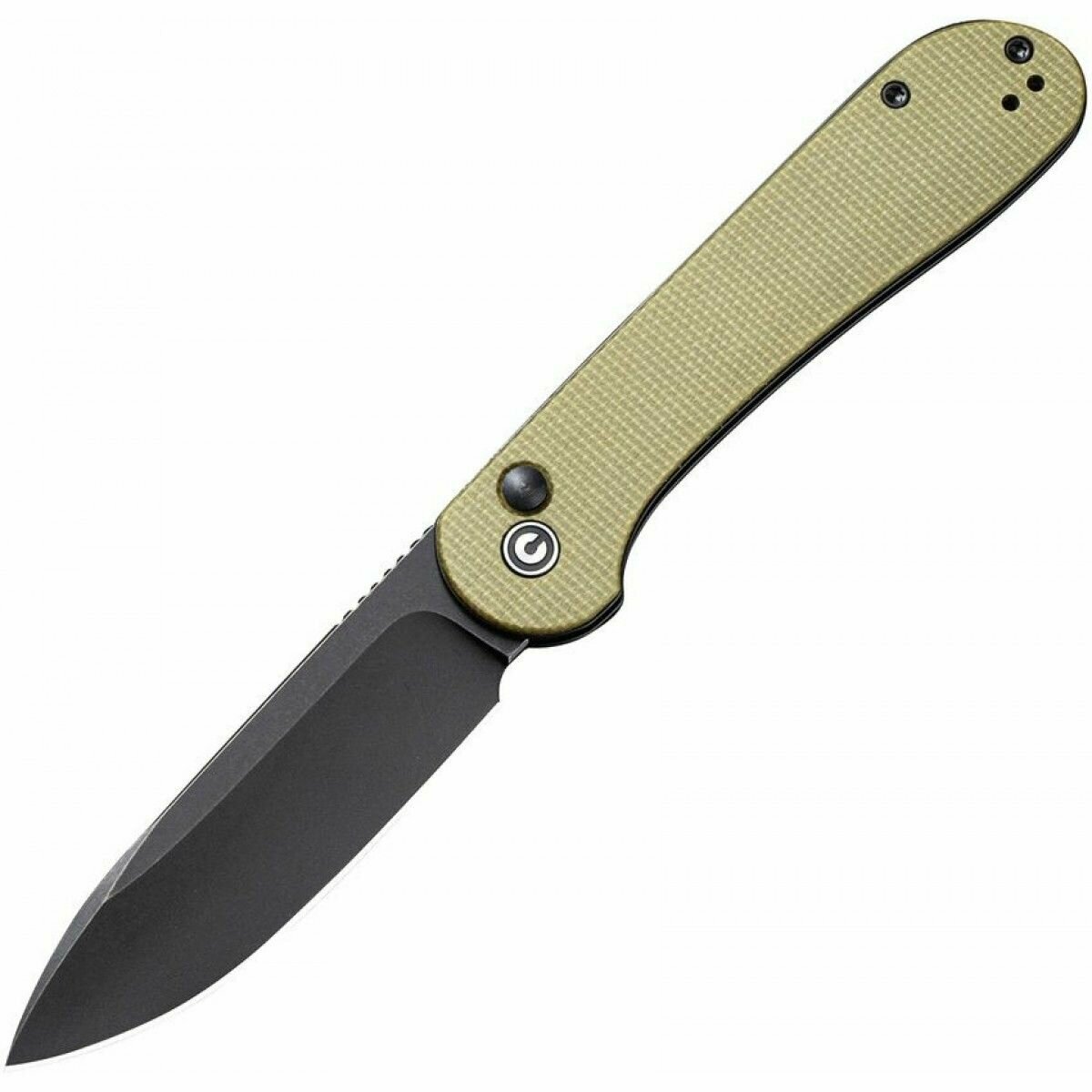 Нож складной Civivi C2103B Button Lock Elementum, Black Stonewashed 14C28N Blade, Olive Micarta Handle