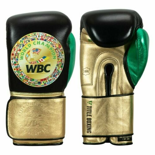 Перчатки боксерские TITLE WBC Green Belt Training Gloves 1.0, 14 унций, черные