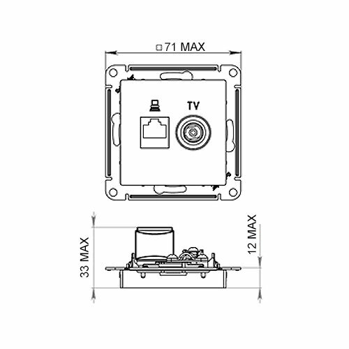 Розетка двойная ТВ + компьютерная RJ45 Systeme Electric (schneider Electric) SCHNEIDER ELECTRIC ATLASDESIGN, кат. 5Е, сталь