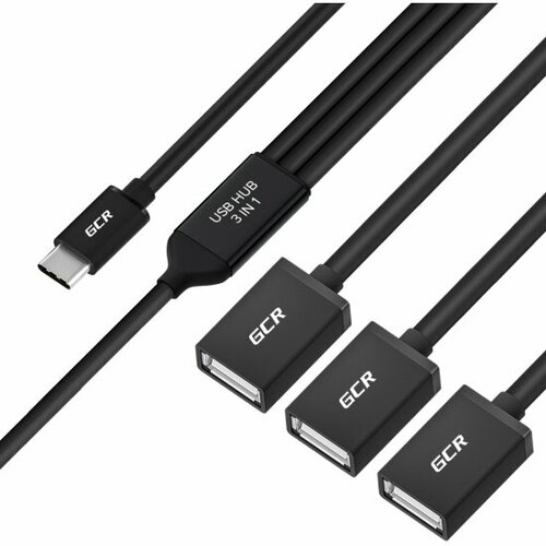Переходник Gcr USB Hub Type-C гибкий 1.2m разветвитель на 3 USB порта, СМ / 3 х AF, черный, -55311 переходник gcr usb hub type c гибкий 1 2m разветвитель на 3 usb порта см 3 х af черный 55311