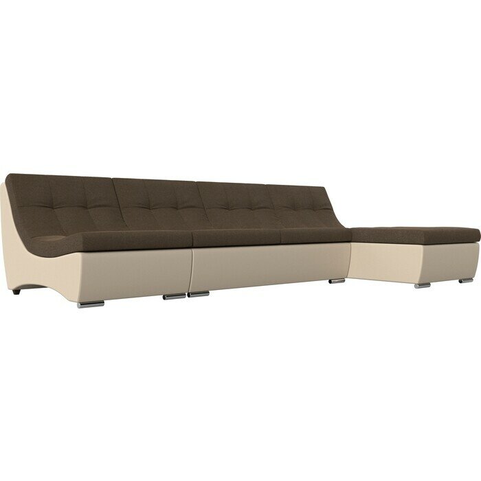 Угловой модульный диван АртМебель Монреаль рогожка коричневый экокожа бежевый