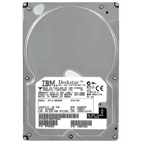 Жесткий диск IBM DTLA-305030 307Gb 5400 IDE 35 HDD 281000₽