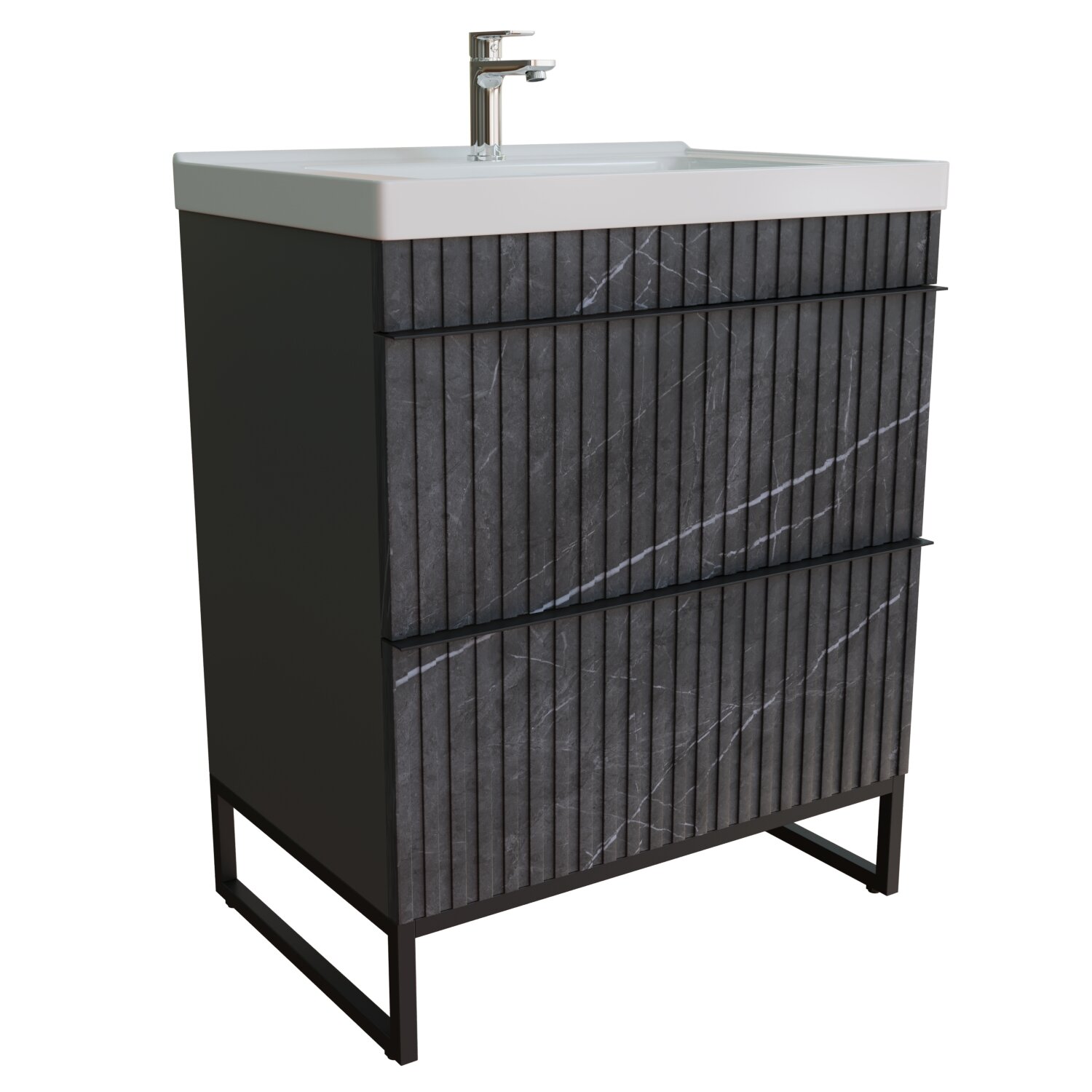 фото Тумба д/ванной "Окленд -70" Графит Мрамор под ум. Грэйс- 70 лофт (ПВХ)