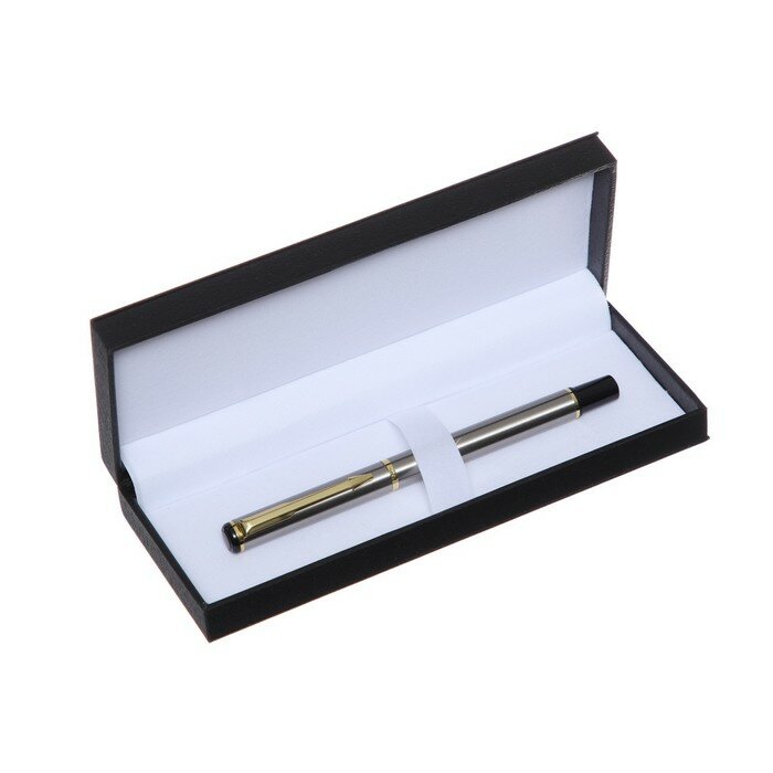 Calligrata Ручка подарочная роллер в кожзам футляре, корпус серебро, золото