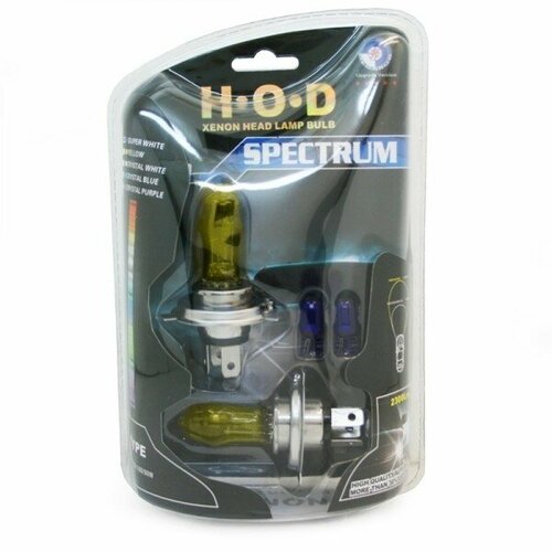 Лампы галогенные «H.O.D» SPECTRUM H1 (55W, SUPER YELLOW, лампочки T10 в комплекте) #21087