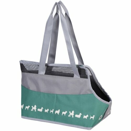 Сумка-переноска Асиндо для животных Суматра серая с дымчато-зеленым, 41*21*27 см