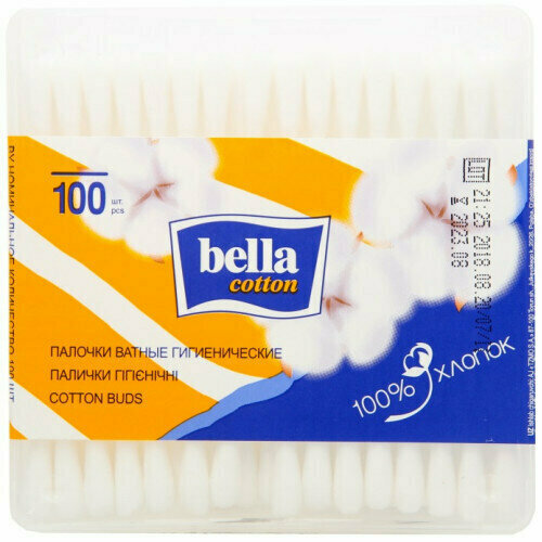 Ватные палочки 100 штук квадрат Bella - 3 упаковки