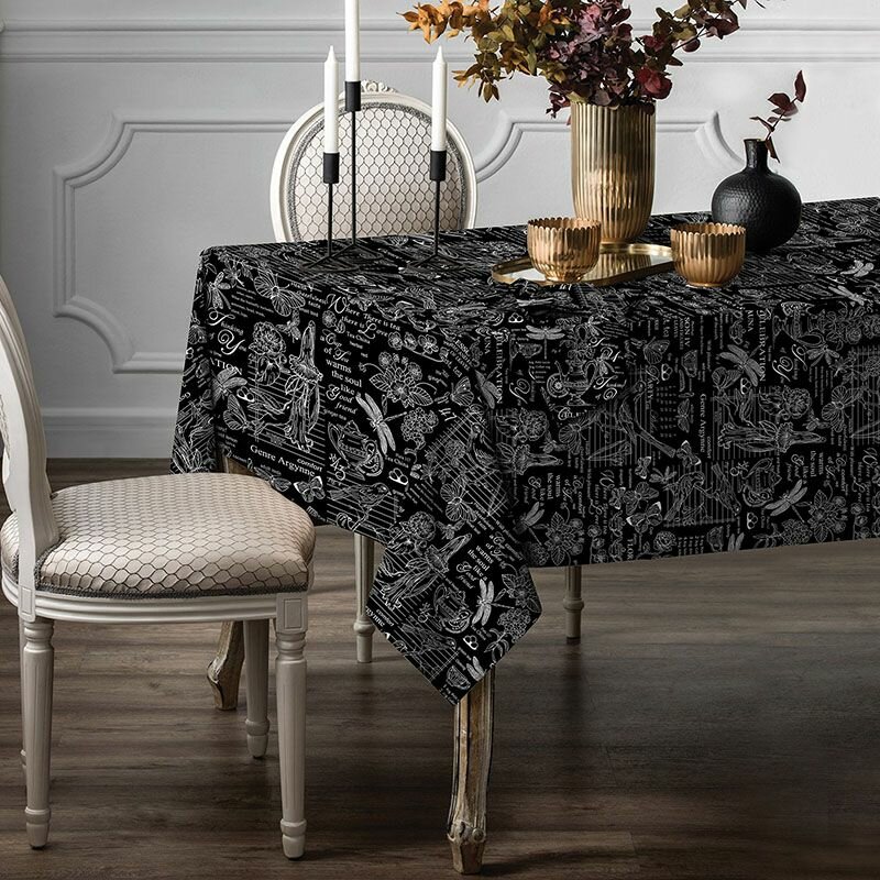 фото Скатерть 150*180 см, рогожка (Версаль, черный)