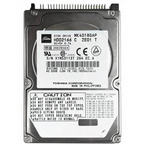 Жесткий диск Toshiba HDD2166 40Gb 4200 IDE 25 HDD 869000₽