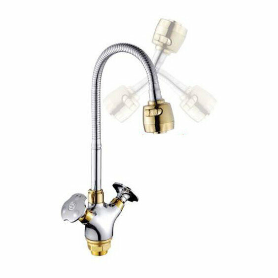 фото Смеситель с гибким изливом и возможностью регулирования положения изливо Potato Хром (P5851)