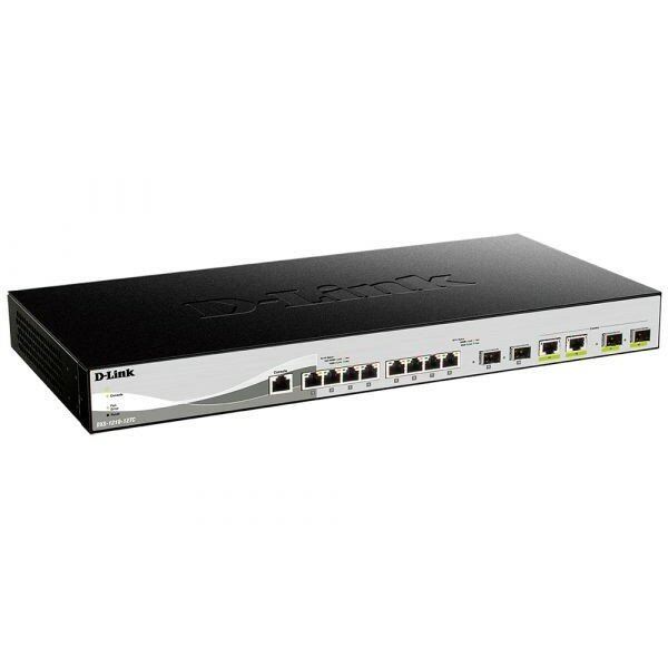 Настраиваемый L2+ коммутатор D-Link DXS-1210-12TC/B1A, с 8 портами 10GBase-T, 2 портами 10GBase-X SFP+ и 2 комбо-портами 10GBase-T/SFP+